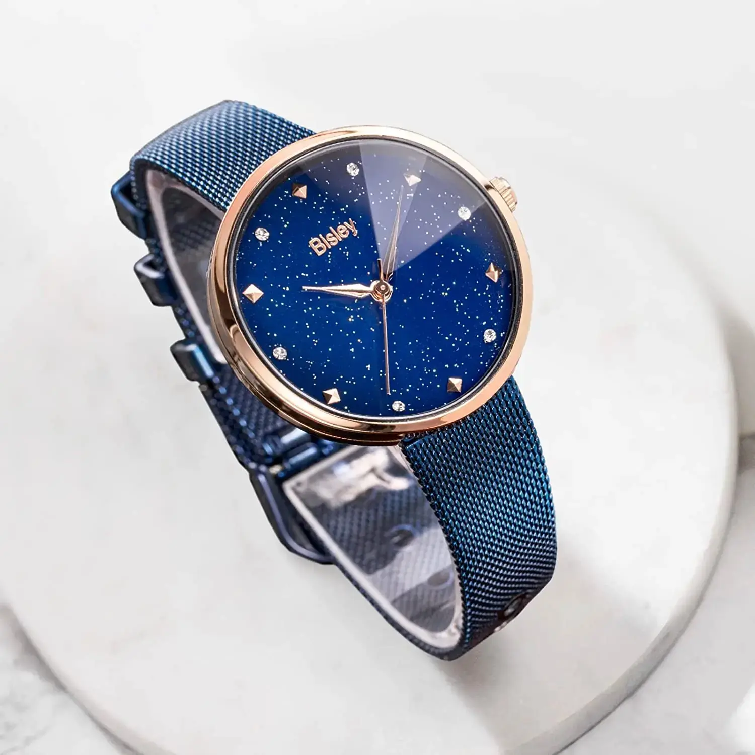 Bisley Women Watches with Shiny Starry Sky Dial Watch Stainless Steel